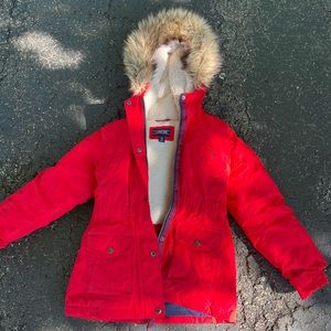 Lands End Girls Size 10-12 Red Coat